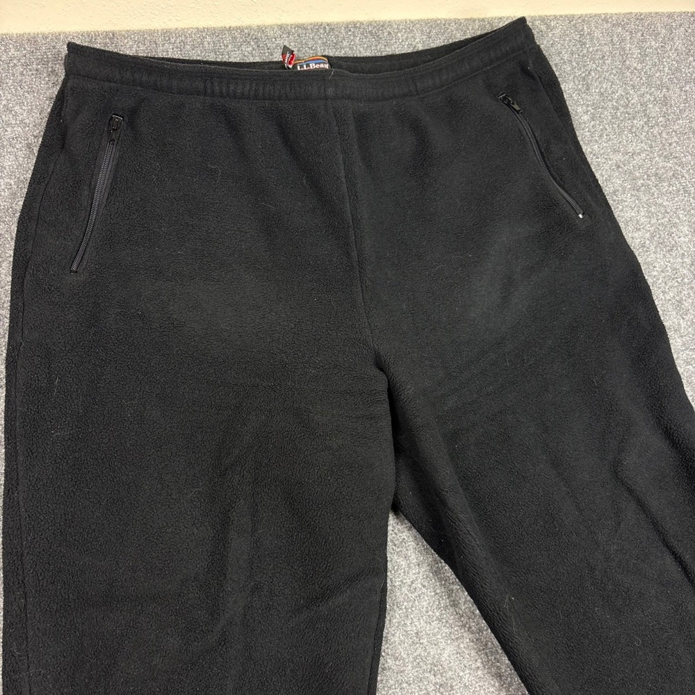 LL Bean Polartec Fleece Pants Mens XXL Tall Black Joggers Sweatpants W160